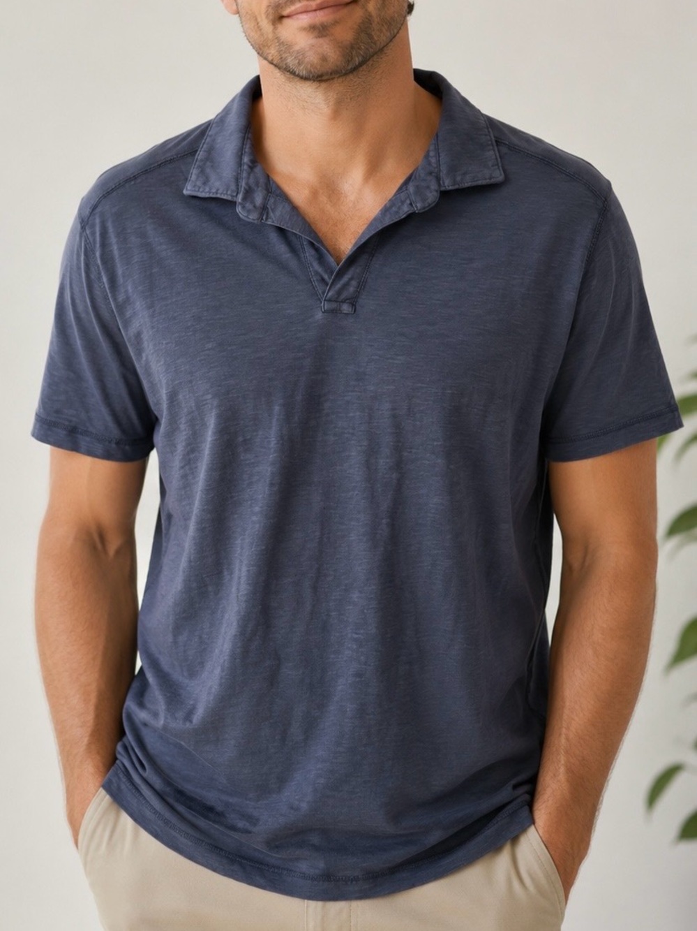 Calvin Klein Jeans Men's Short Sleeve V-Neck Polo Shirt